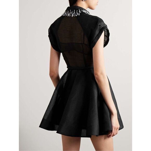 NWT ZIMMERMANN Matchmaker Flip belted crystal-embellished silk-blend Mini Dress - Picture 2 of 11